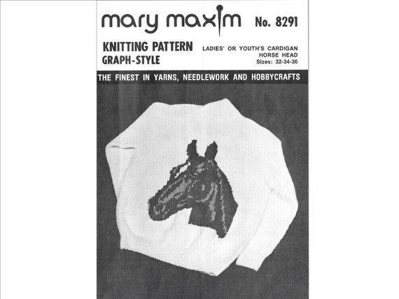 Mary Maxim Sweater Pattern 829: Horse Head Cowichan Cardigan Sizes 32-36) (PDF Pattern)