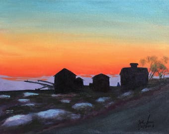 February Sunset--Original Acrylic Painting on Canvas