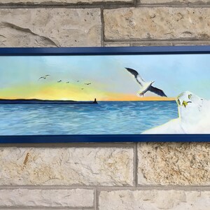 Seagull Selfie, Original Acrylic Painting, Framed image 2