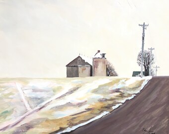 Road Trips: North Prairie (Desolation), Original Acrylic Painting on Canvas