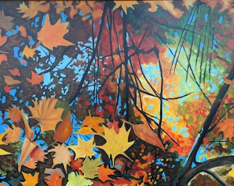 Autumn Mirror Original Acrylic Painting on Canvas