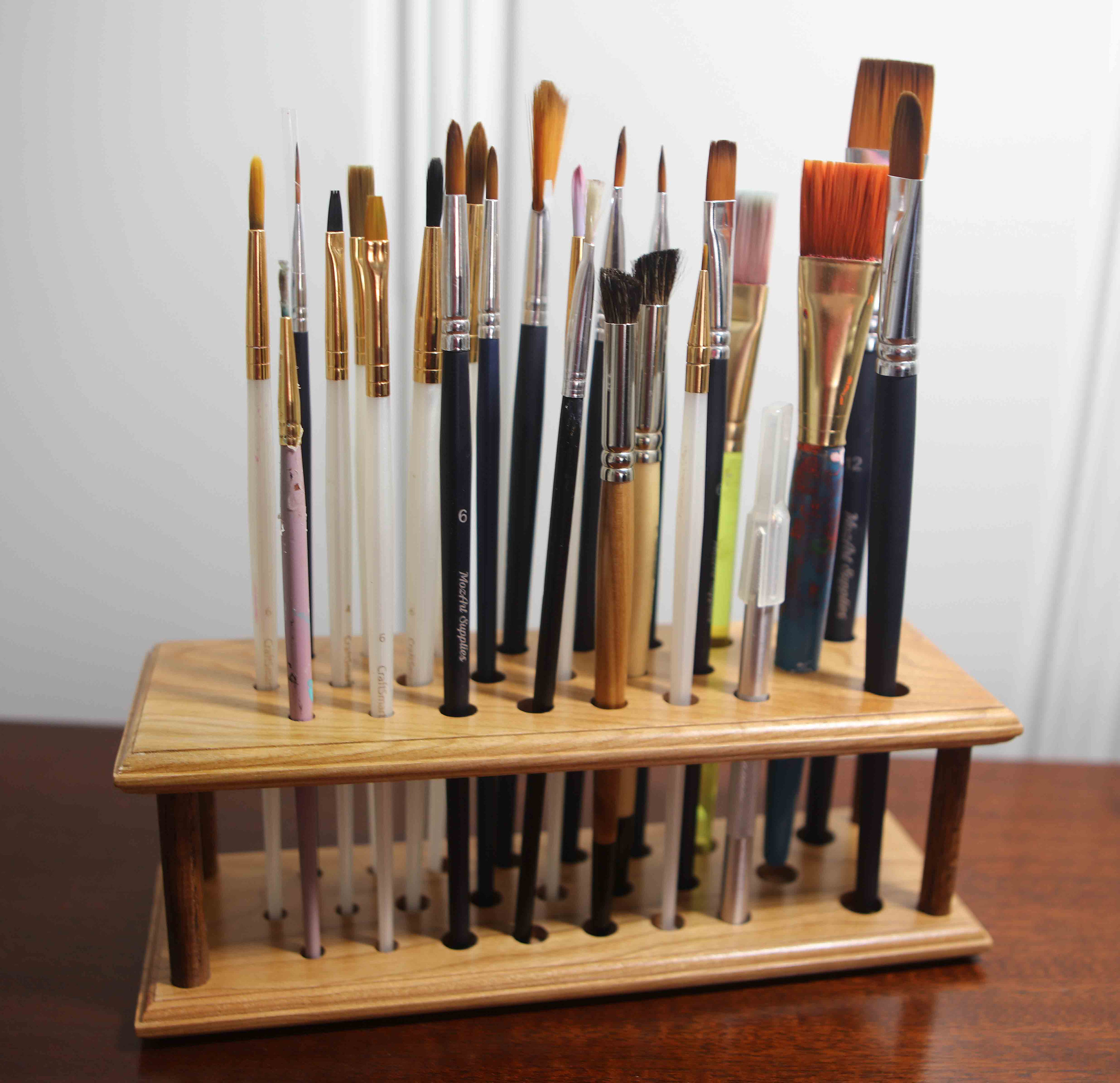 Paint Brush Holders Wooden Painting Pen Holder Stand Wooden Makeup