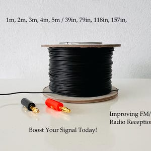 Vintage Radio Antenna – Red or Black Plug, Black Wire in 5 Lengths for AM/FM Signal Boost