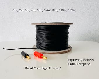 Vintage Radio Antenna: AM/FM Signal Booster, Red or Black Plug