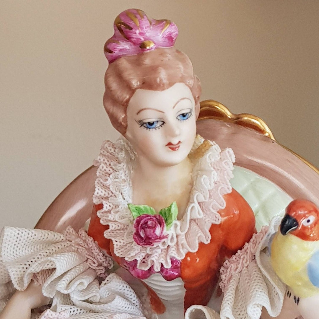 Porcelain Lace Figurine Lace Porcelain Victorian Lady Etsy