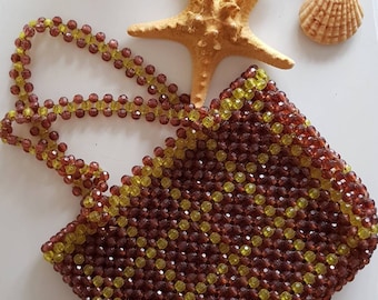 Vintage Beaded Handbag: Retro 60s Style Plastic Purse