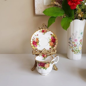 Vintage Royal Albert Old Country Roses Bone China Tea Cup & Saucer – Made in England