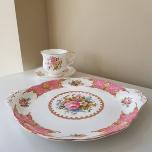 Vintage Royal Albert Lady Carlyle Bone China Cake Plate – Oval Porcelain Tray Made in England
