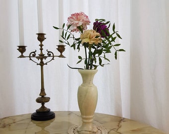 Vaso vintage in onice italiano - Vaso in marmo con venature naturali, pezzo decorativo in pietra da 21 cm