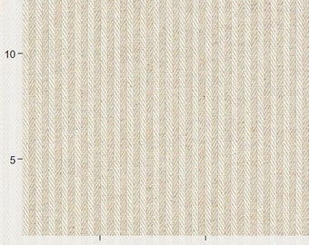 May include: A close-up of a beige fabric with a subtle herringbone pattern and vertical stripes. The fabric has a slightly textured surface.