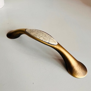 Vintage Knäufe aus Messing mit Crackle Keramik - Rustikale Schrankgriffe Made in Italy