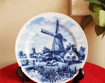 Placa de pared vintage Delft Blauw: decoración de cerámica holandesa azul y blanca