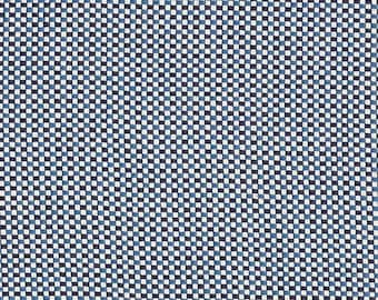 May include: A blue and white checked fabric with a subtle diagonal pattern.