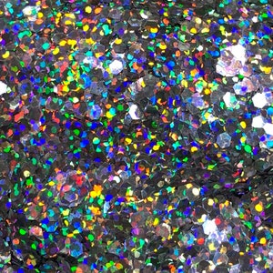 Holographic Silver Biodegradable- Chunky Glitter .094", Festivals, Raves, Cheer, Dance, Drag, Face, Eyeshadow