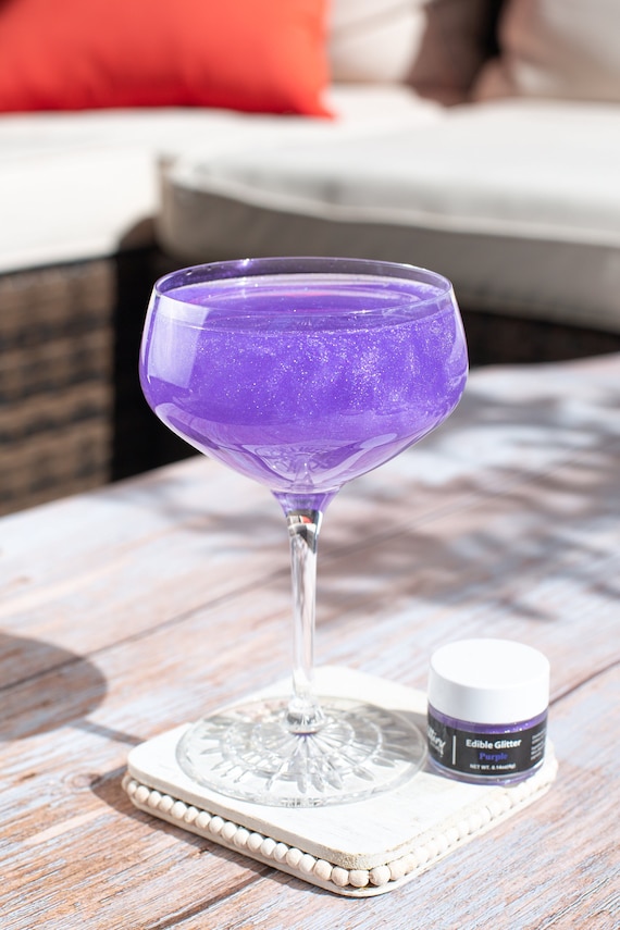 Purple Edible Glitter for Drinks, Cocktails, Beer, Garnish