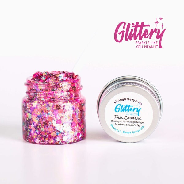 Pink Cadillac - Pink Glitter Gel-Festival glitter| festival looks | dance makeup | Cheer makeup | Chunky Glitter
