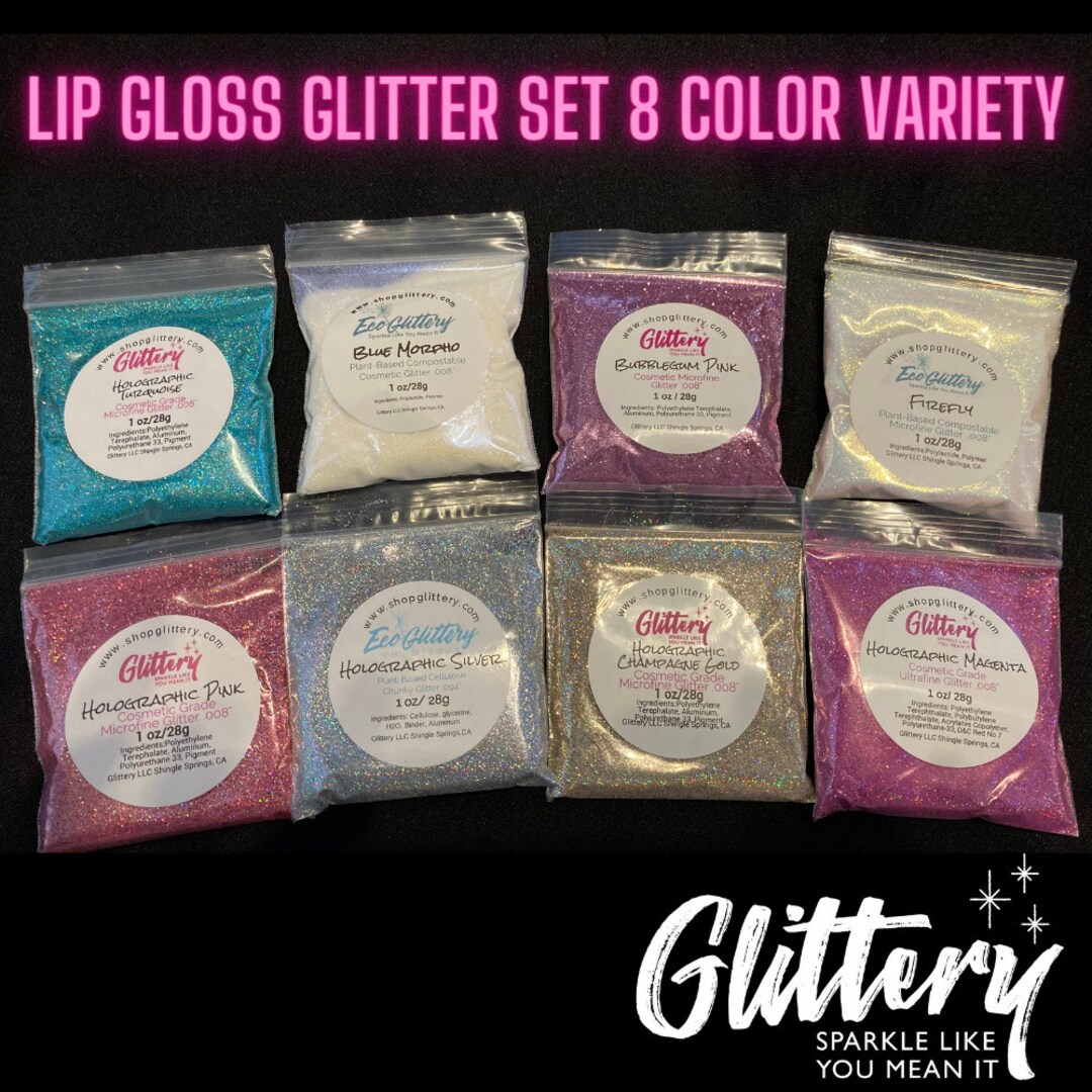 Lip Gloss Glitter Set Glitter Sample Set, Body Safe Glitter, Holographic Gold Glitter, Holo