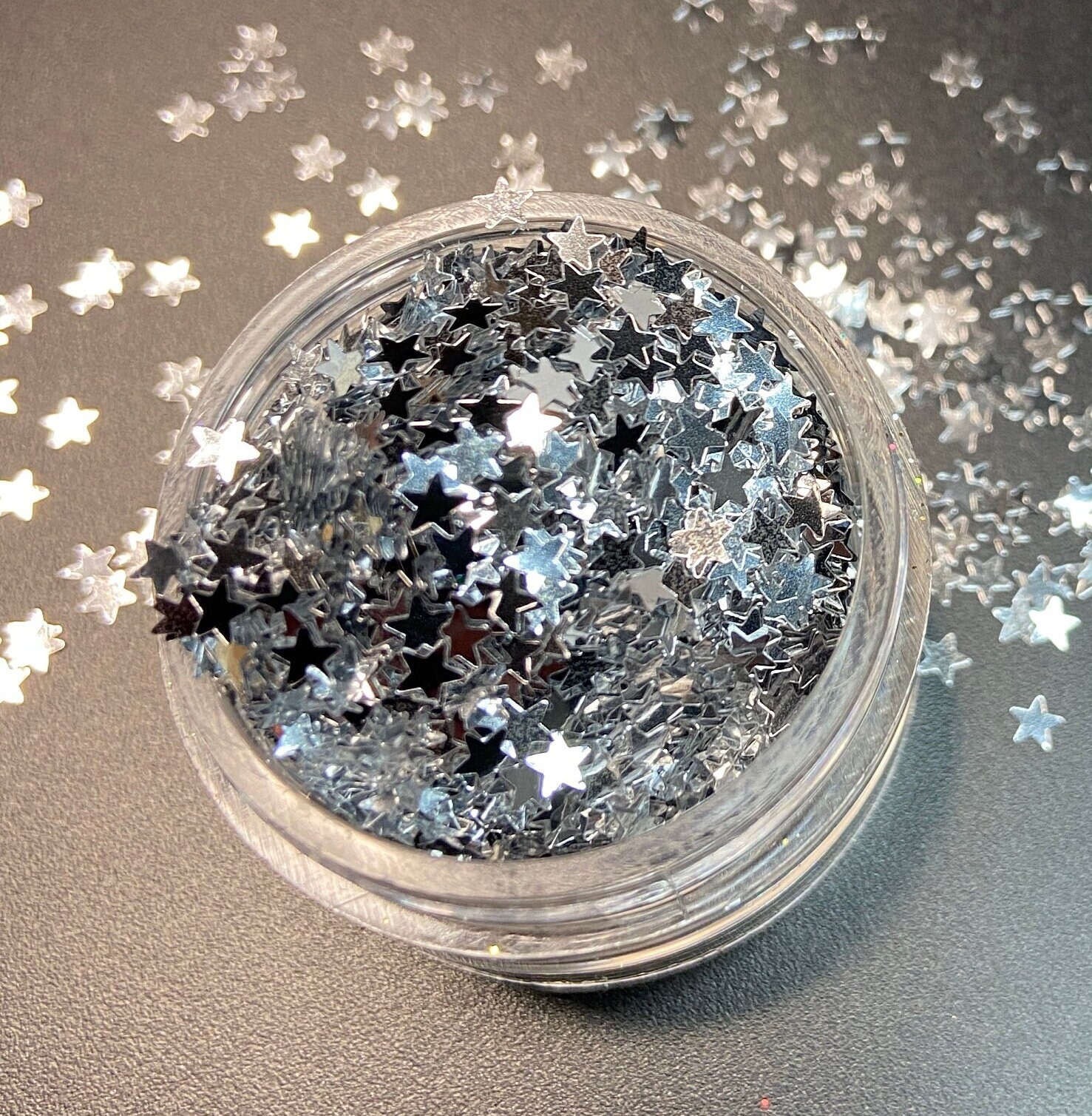 Chrome Silver Glitter Stars - Cosmetic grade glitter