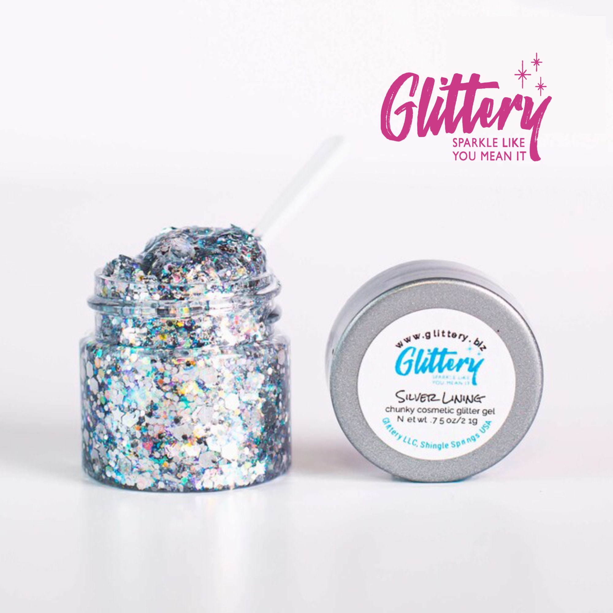 Silver Holographic Glitter Powder Silver Prism, 12 Gram Jar