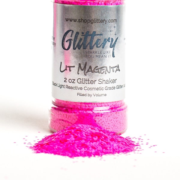 Lit Magenta--Blacklight glitter - 040" Face and body UV Glitter, sparkle tumbler glitter, glitter diy, glitter for business, cosmetic