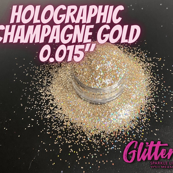 Holographic Champagne Gold Glitter | Cosmetic grade |.015 size | slightly less fine, wholesale glitter for lip gloss, tumbler glitter, resin