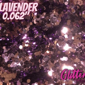 Lavender Glitter | Cosmetic Grade Chunky Glitter | Solvent Resistant | .062 hex | For Face Body Eye Hair | Tumbler Glitter