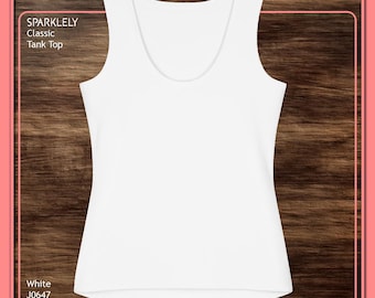 Weißes klassisches Tank Top, figurbetont, Sommer ärmellos, lässig, Baumwolle Alltagskleidung, Festival, bequemes Yoga | FUNKELND J0647