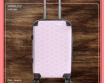 Hard-Shell Suitcase, Pink, Hearts | J0329