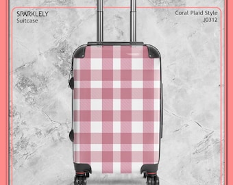 Hard-Shell Suitcase, Coral Plaid Style | J0312