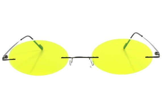 Cartoon Anime Manga Rimless Costume Party Cosplay Pink Round Lens Sun Glasses