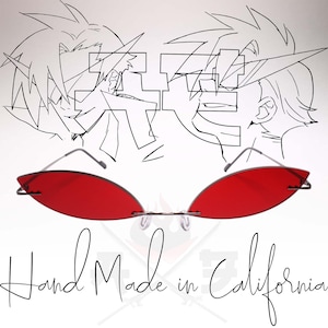 Disfraz de Terezi Pyrope inspirado en Homestuck con gafas de sol de ojo de gato rojas