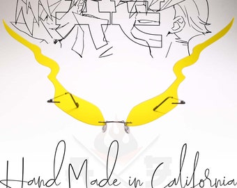 Occhiali da vista ispirati alla fiamma del fuoco ardente giallo di Cosplay del costume di Anime Manga