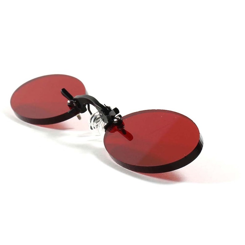 Pince Nez Vintage Style Gothic Steampunk Red Lens Oval Costume Cosplay Sunglasses