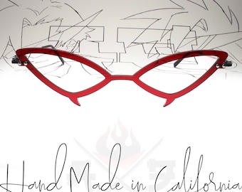 Disfraz de cosplay inspirado en medianoche, fiesta de anime, festival rave, marcos de gafas rojas