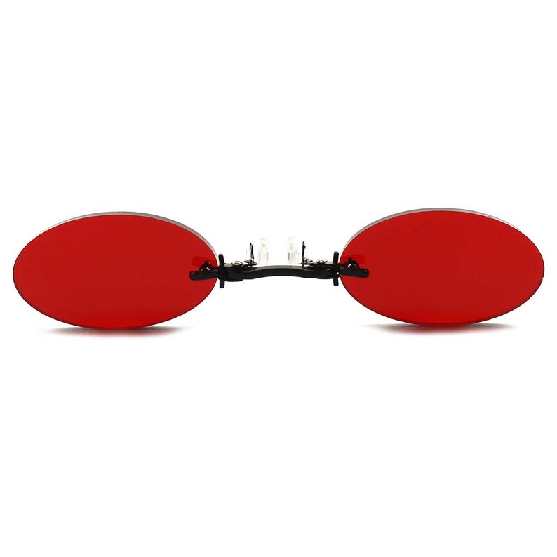 Pince Nez Vintage Style Gothic Steampunk Red Lens Oval Costume Cosplay Sunglasses
