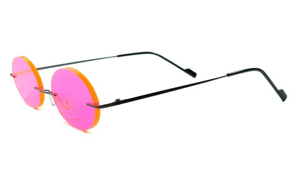 Cartoon Anime Manga Rimless Costume Party Cosplay Pink Round Lens Sun Glasses