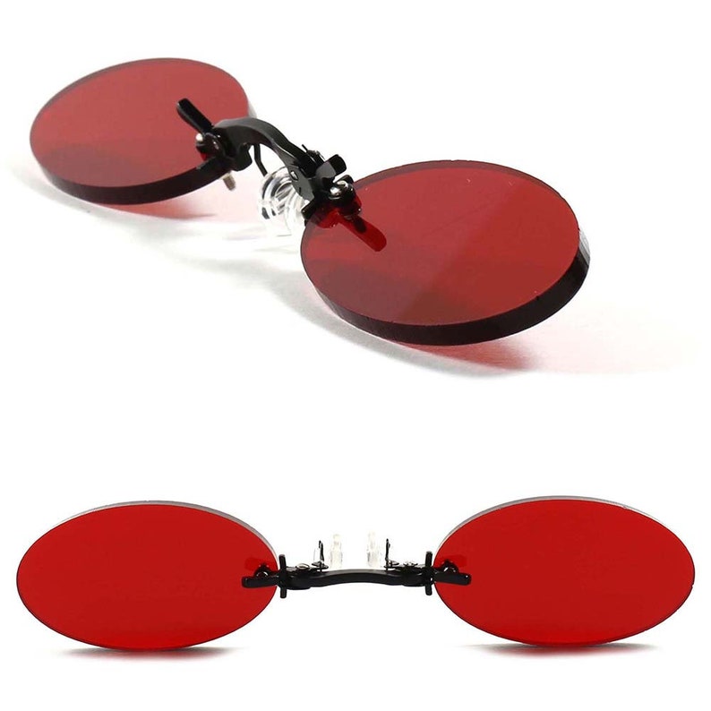 Pince Nez Vintage Style Gothic Steampunk Red Lens Oval Costume Cosplay Sunglasses