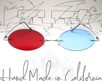 Gafas de sol de cosplay inspiradas en el disfraz de anime rojo y azul de Sollux Captor de Homestuck