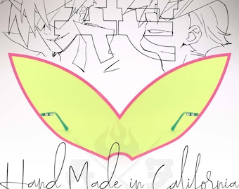 Inspired by Fizzarolli Costume Cosplay Green Pointy Sun Glasses