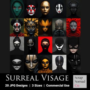 Surreal Visage Paper Kit – 20 Abstract Portraits, Dreamlike and Fantastical Digital Art for Scrapbooking, Crafts, and Home Décor