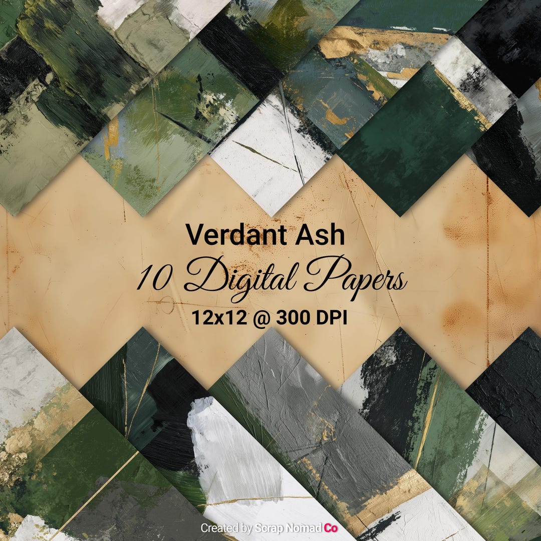 Complete Ash Paper Verdant Ash Digital Paper Pack (10) | Abstract Textured Backgrounds ...