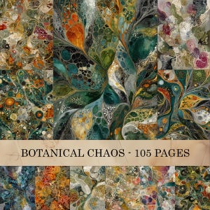 Botanische chaos ongewenste dagboekpagina's, abstracte organische digitale papierverpakking, natuurcel plakboekachtergronden, botanische mixed media-kunstbladen
