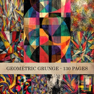 Geometric Grunge Digital Paper Pack, Constructivist Junk Journal Pages, Angular Abstract Scrapbook Pages, Futurist Shard Art Sheets