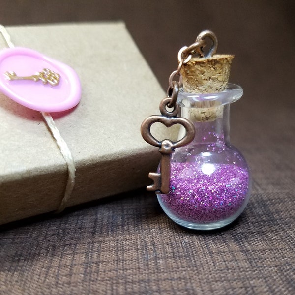 Tiny Glass Bottle of Fairy Dust, Friendship Gifts, Good Luck Gift, Whimsical Gift for Her, Unique Gift