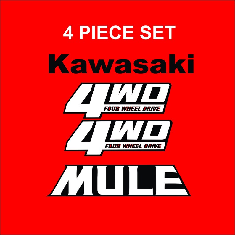 KAWASAKI Mule 4WD decals Set of 4 Pieces. FREE SHIPPING Etsy