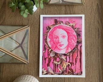Arte de técnica mixta de Afrodita/Venus: 5x7" O 4x6" Giclée Art Print