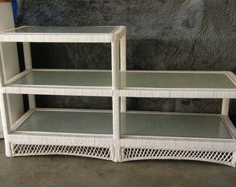 Unique three-tiered White Wicker Table