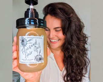 Flaxseed Curl Defining Gel for Curly Hair | Natural Organic Styling Gel for Frizz Control, Shine & Hold