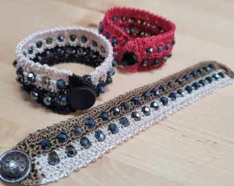Crochet Pattern PDF Crochet Beaded Bracelet Tutorial Instant Download DIY Instructions Wristlet Pattern Beadwork Bead Pattern Hippie Boho
