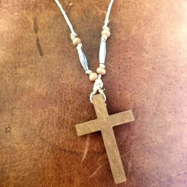 Wooden Cross Necklace Etsy